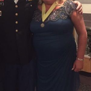 Beautiful Detailed Beading Color is blue green